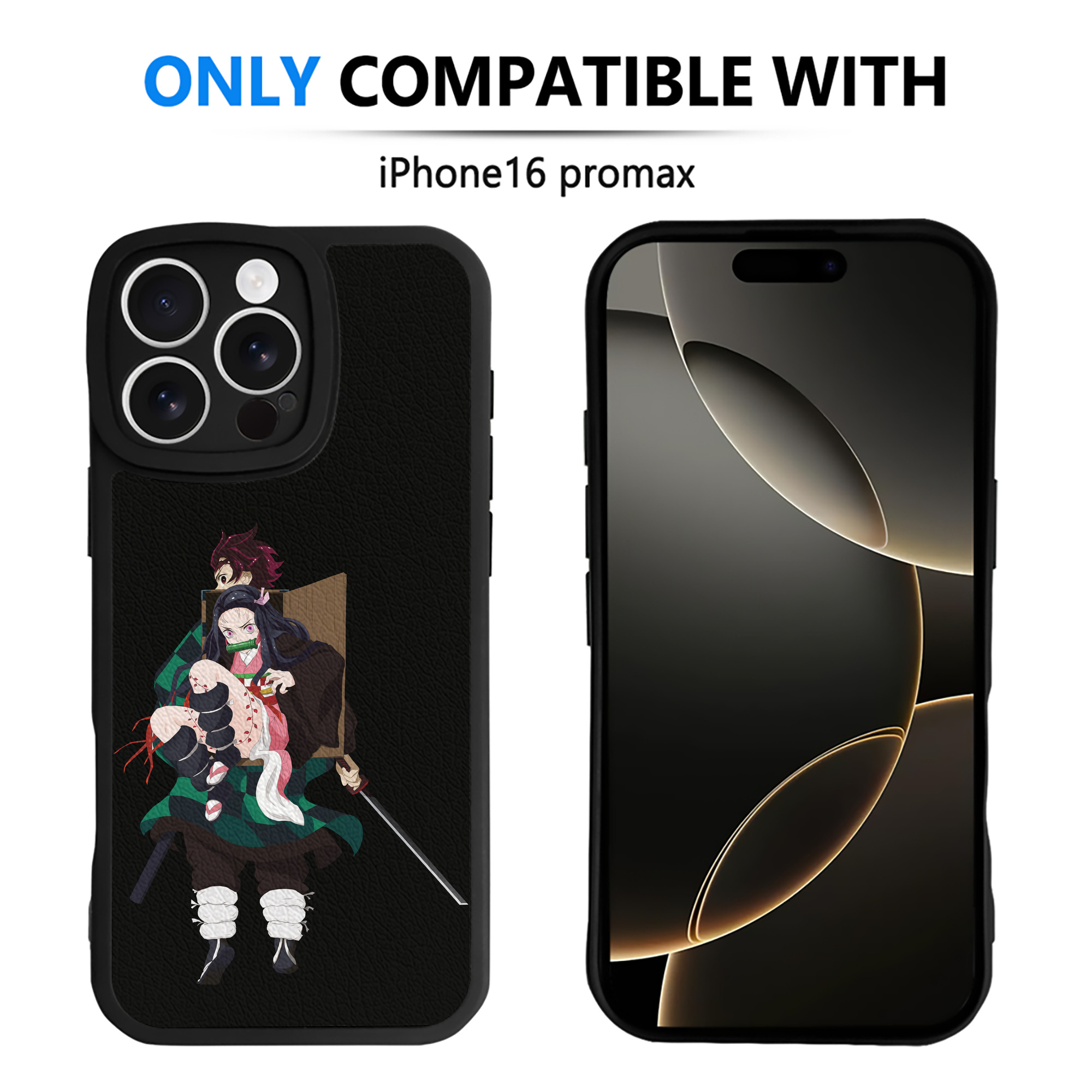 （画像用） 鬼滅の刃（きめつのやいば）竈門 禰󠄀豆子／かまど ねずこ Kamado Nezuko 【iPhone 16シリーズ対応】シリコンスマホケース（レザー調） 材質：シリコン